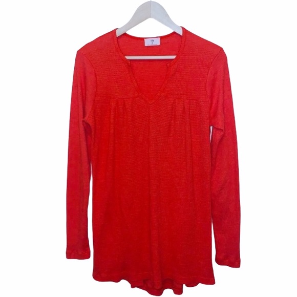 EUC T.La by Anthropologie Orange Waffle Knit Tunic Top - Picture 1 of 8